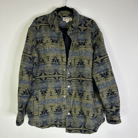 Duluth Trading Jacket Snap Button Aztec Western Tribal Quilt Lined Size Large - Picture 1 of 5